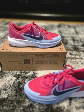 Nike Sonic Fly, Pink Running Shoes with Light Blue Sole
